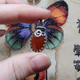 Bold Red Orange Carnelian Agate Pendant in Sterling Silver