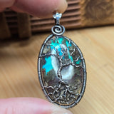 Tree of Life Pendant – Aurora Opal + Moss Agate Doublet in Sterling Silver