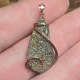 Chalcopyrite Druzy Pendant - Cold-Forged Hammered Copper