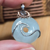 Aquamarine Donut Pendant Sterling Silver 14kt Rose Gold Filled Wave Wrap