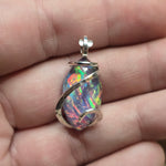 Large Marquis Aurora Opal Pendant – Sterling Silver