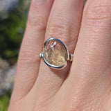 Raw Oregon Sunstone Ring sz 8 - Sterling Silver