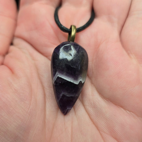 Chevron Amethyst Pendant – Banded Purple Quartz Necklace