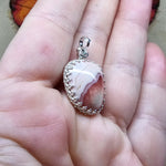 Natural Pink Rhodochrosite Pendant in Sterling Silver