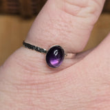 Grape Purple Amethyst Ring sz 9.5 - Hammered Sterling Silver