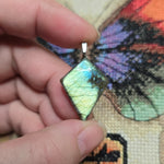 Labradorite Diamond Cut Pendant – Flashy Green Blue Gemstone Necklace