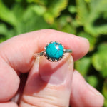 Natural Turquoise Ring sz 7.5 – Sky Blue Cab Matrix Sterling Silver