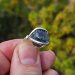 Raw Blue Zircon Ring sz 5.5 Sterling Silver – Natural Crystal Brilliance
