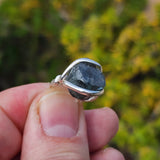 Raw Blue Zircon Ring sz 5.5 Sterling Silver – Natural Crystal Brilliance
