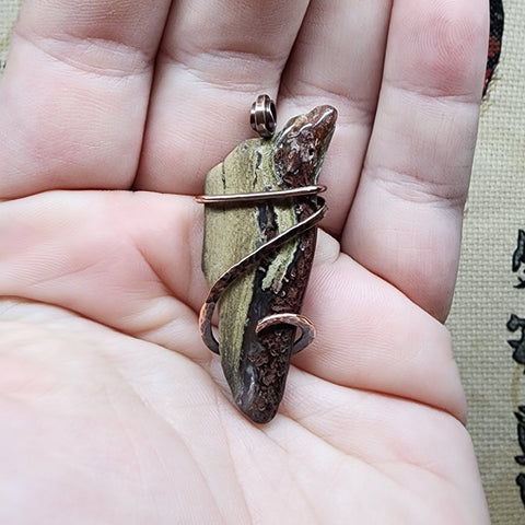 Haystack Butte Rhyolite Jasper Pendant in Hammered Copper