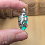 Marcasite Chalcedony on Caribbean Green Aurora Opal – Sterling Silver Pendant