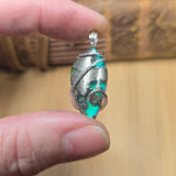 Marcasite Chalcedony on Caribbean Green Aurora Opal – Sterling Silver Pendant