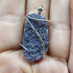 Amethyst Druzy Oval Geode Crystal Pendant in Sterling Silver