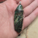 Green Fossil Wood Pendant – Sterling Silver - Oregon Jasper Replacement Petrified Wood
