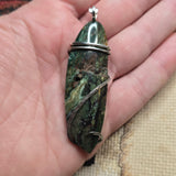 Green Fossil Wood Pendant – Sterling Silver - Oregon Jasper Replacement Petrified Wood