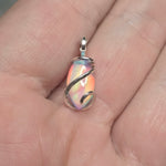 Aurora Opal Mini Cabochon Pendant in Sterling - Handmade Tension-Set Jewelry
