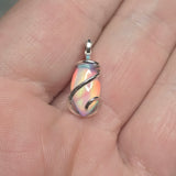 Aurora Opal Mini Cabochon Pendant in Sterling - Handmade Tension-Set Jewelry
