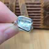 Aquamarine Crystal Ring – sz 7.5 – Clear Blue Natural Beryl