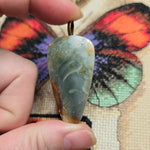 Owyhee Jasper Pendant – Translucent Sage Green Teardrop
