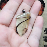 Translucent Petrified Wood Agate Pendant in Hammered Copper