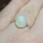 Moonstone Ring sz 10.5 – Blue Glow with Golden Spark in Sterling Silver