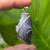 Purple Red Agate Crystal Pendant – Sterling Silver One-of-a-Kind