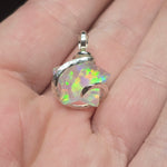 Aurora Opal Star Pendant - Sterling Silver - Lab-Grown Magic
