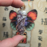 Rare Bright Purple Luna Agate Pendant in Silver – Mexican Orbicular Chalcedony