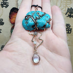 "Oregon Coast Rain" Cloud Mountain Turquoise Cloud with Rainbow Moonstone Raindrop