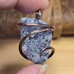 Raw Amethyst Druzy Crystal Pendant - Hammered Copper Wrap