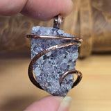 Raw Amethyst Druzy Crystal Pendant - Hammered Copper Wrap