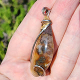 Oregon Graveyard Point Plume Agate Pendant in Sterling Silver with Marcasite