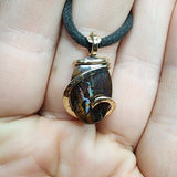 Australian Boulder Opal Pendant in 14kt Yellow Gold Filled - Lightning Bolt Opal