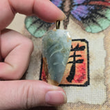 Owyhee Jasper Pendant – Translucent Sage Green Teardrop