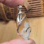 Golden Tube + Moss Carnelian Agate Pendant – Sterling Silver
