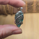 Marcasite Chalcedony on Caribbean Green Aurora Opal – Sterling Silver Pendant