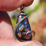 Boulder Opal Pendant Lightning Fire Yowah Nut Pattern - Sterling Silver