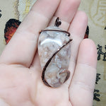 Cherry Blossom Plume Agate Pendant Necklace in Copper