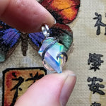 Faceted Rainbow Aurora Opal Pendant In Hammered Sterling Silver with 20 Inch Chain - Rock Your World 