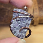 Raw Amethyst Druzy Crystal Pendant - Hammered Copper Wrap