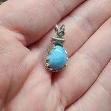 Petite Pastel Blue Larimar Pendant Sterling Silver - Rock Your World 