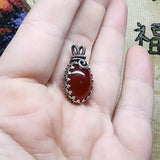 Striking Red Orange Carnelian Agate Pendant in Sterling Silver