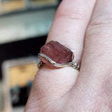 Pink Tourmaline Crystal Ring in Sterling Silver Sz 6.5