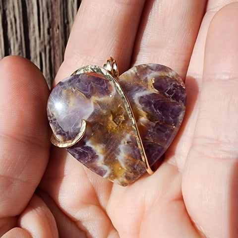 Lace Ametrine Heart Pendant in 14kt Yellow Gold Fill