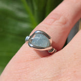 Raw Baby Blue Mt Antero Aquamarine Crystal Ring Sterling Silver Sz 7