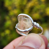 Raw Oregon Sunstone Ring sz 8 - Sterling Silver