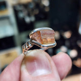 Rough Watermelon Tourmaline Crystal Ring in Sterling Silver Ring Sz 7