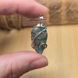 Marcasite Chalcedony on Caribbean Green Aurora Opal – Sterling Silver Pendant