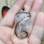 Cherry Blossom Plume Agate Pendant Necklace in Copper