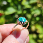 Natural Turquoise Ring Size 8 – Veined Green-Blue Sterling Silver